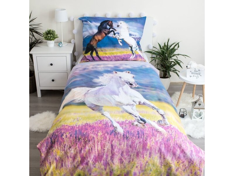 Sweet Home Housse de couette, Chevaux - 140 x 200 + 70 x 90 cm - Coton