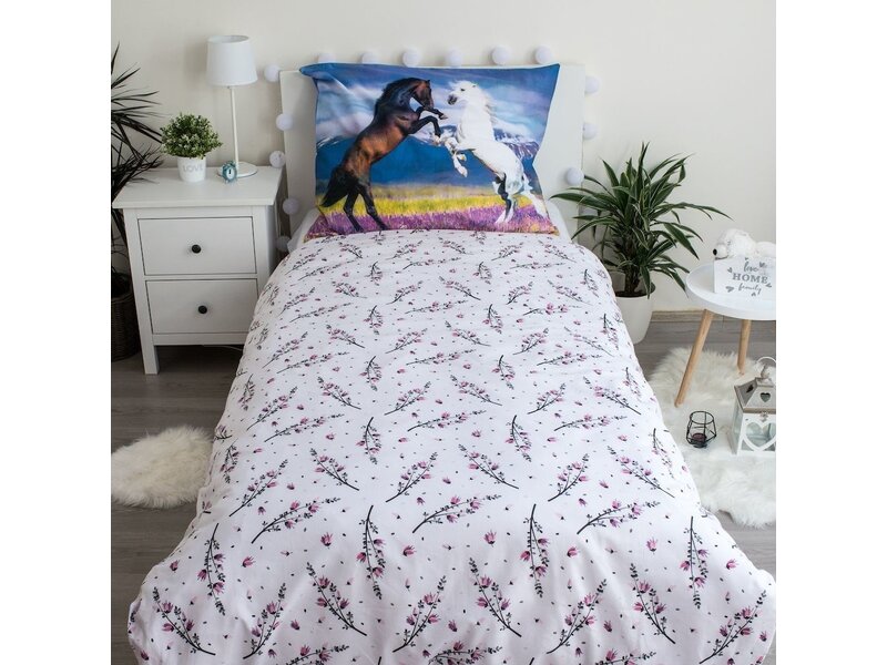 Sweet Home Housse de couette, Chevaux - 140 x 200 + 70 x 90 cm - Coton