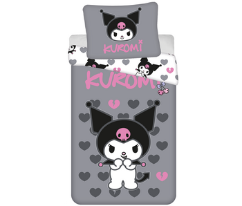 Hello Kitty & Friends Dekbedovertrek Kuromi Hearts 140 x 200 cm + 70 x 90 cm Katoen