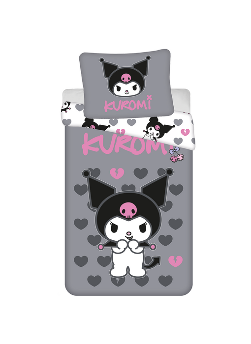 Kuromi Housse de couette Kuromi Hearts 140 x 200 cm + 70 x 90 cm Coton