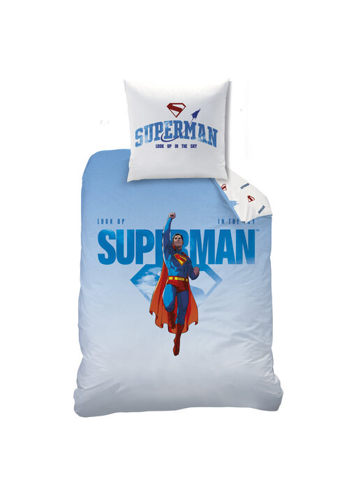 Superman Bettbezug Look Up 140 x 200 + 63 x 63 cm Baumwolle
