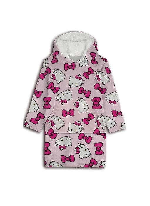 Hello Kitty Couverture polaire à capuche rose en polyester pour adulte (taille unique)