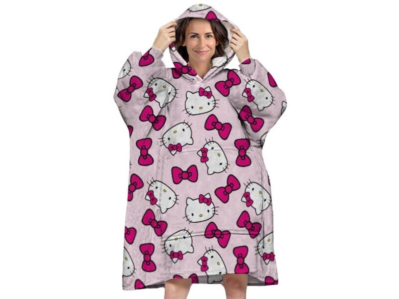 Hello Kitty Couverture polaire à capuche rose - Adulte - Taille unique - Polyester