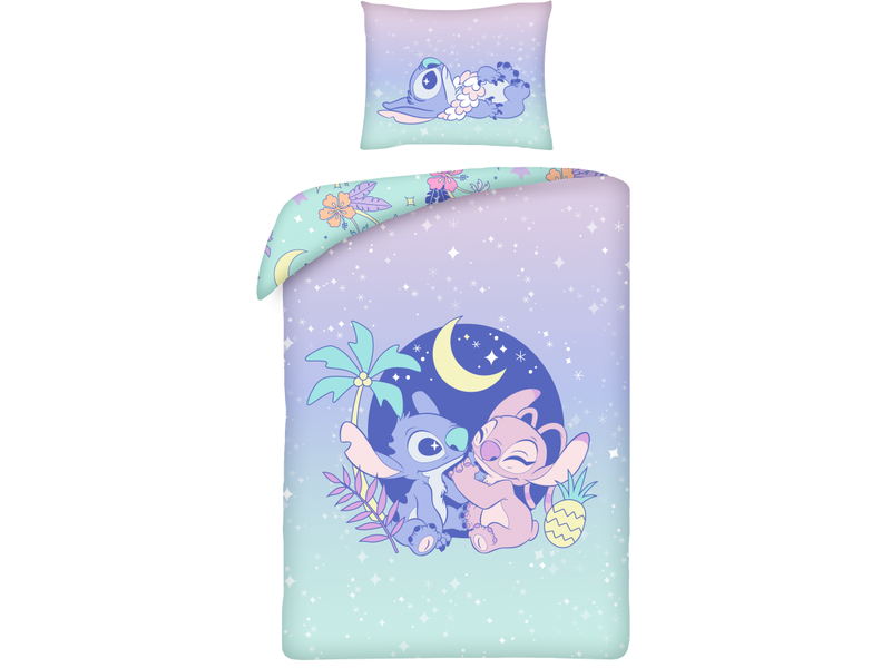 Disney Lilo & Stitch Housse de couette Sous la Lune - 140 x 200 cm / 70 x 90 cm - Coton