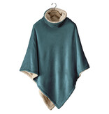 De Witte Lietaer Teddyfleece-Poncho Ganges - Petrol - 86 x 86 cm - Polyester