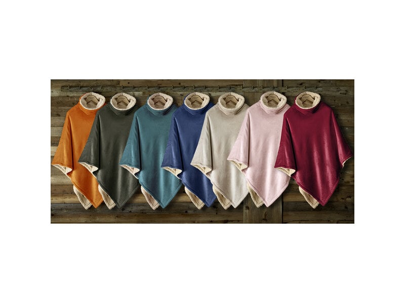 De Witte Lietaer Teddy Fleece Poncho Ganges - Petrol - 86 x 86 cm - Polyester