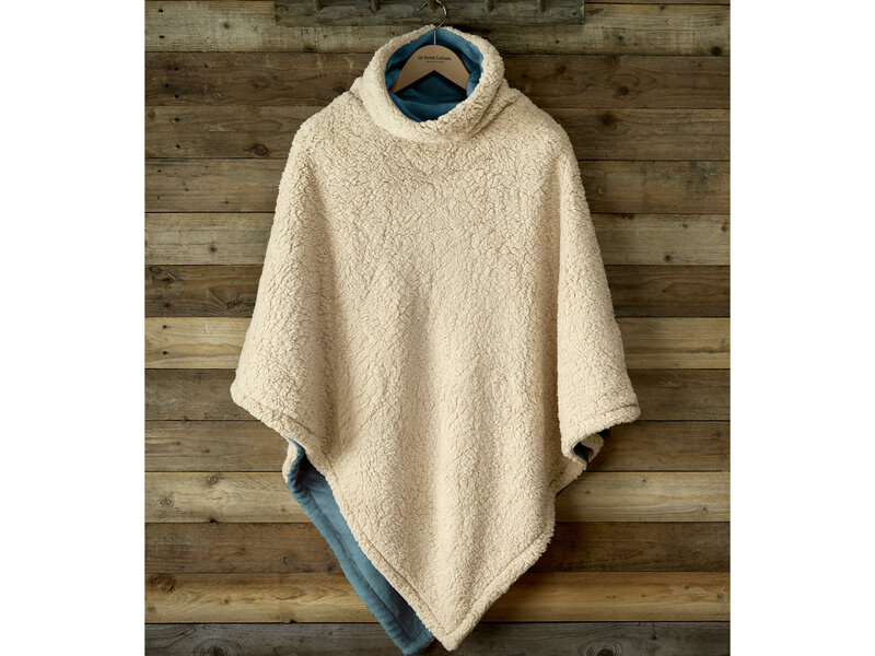 De Witte Lietaer Teddyfleece-Poncho Ganges - Petrol - 86 x 86 cm - Polyester