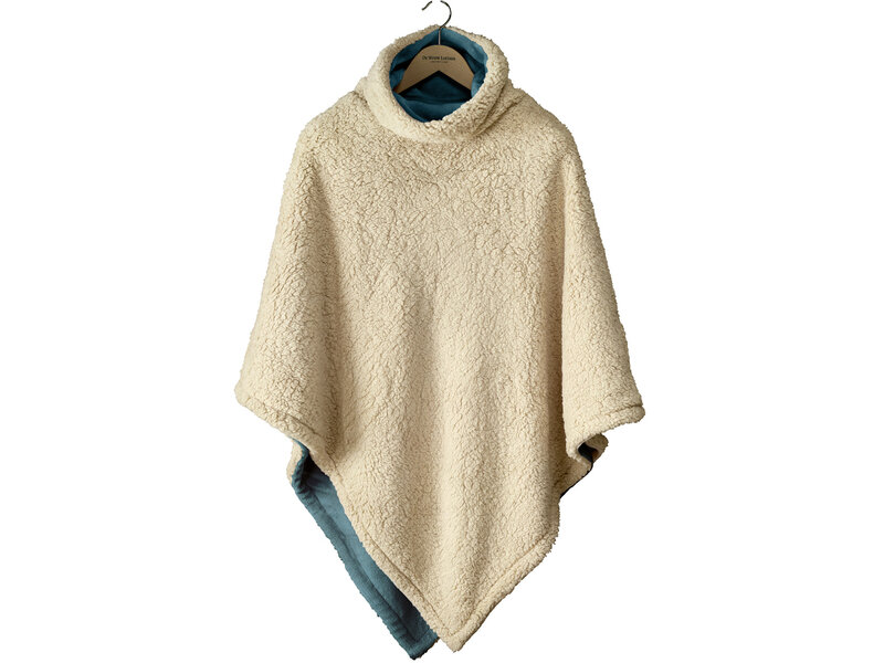 De Witte Lietaer Teddyfleece-Poncho Ganges - Petrol - 86 x 86 cm - Polyester