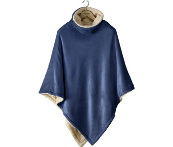 De Witte Lietaer Teddy Fleece Poncho Ganges Royal Blue 86 x 86 cm Polyester