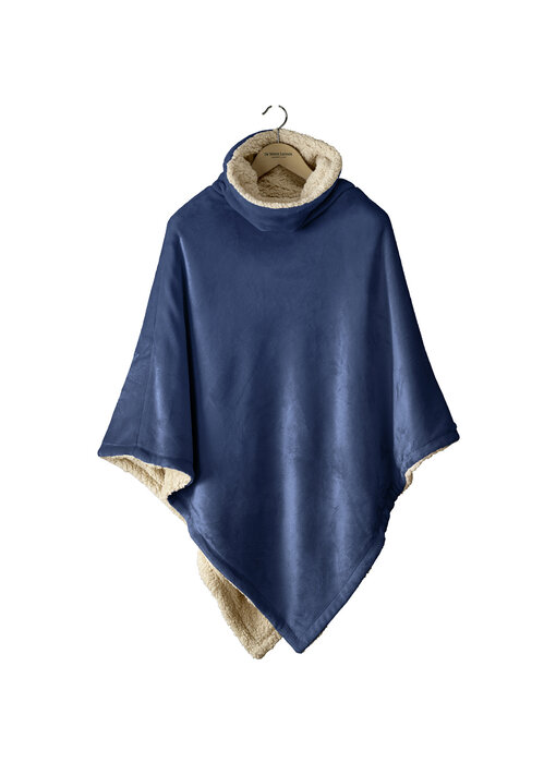 De Witte Lietaer Teddyfleece-Poncho Ganges Königsblau 86 x 86 cm Polyester