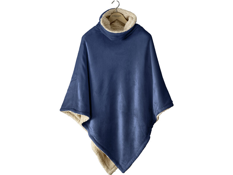 De Witte Lietaer Teddyfleece-Poncho Ganges - Königsblau - 86 x 86 cm - Polyester