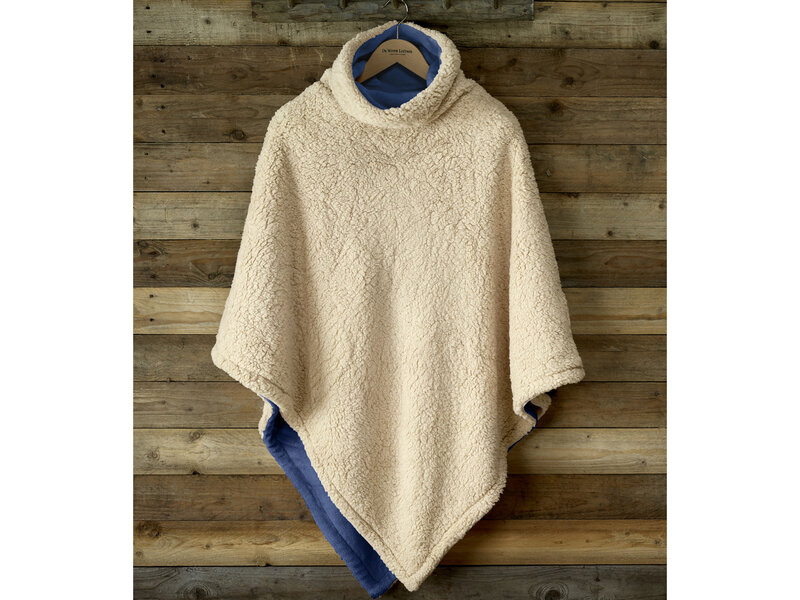De Witte Lietaer Teddyfleece-Poncho Ganges - Königsblau - 86 x 86 cm - Polyester