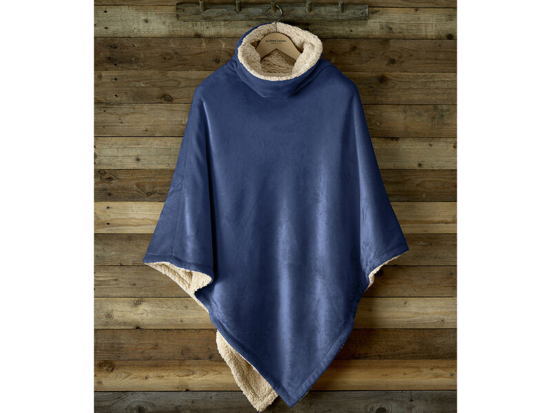 De Witte Lietaer Teddyfleece-Poncho Ganges - Königsblau - 86 x 86 cm - Polyester