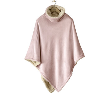 De Witte Lietaer Teddy Fleece Poncho Ganges Vieux Rose 86 x 86 cm Polyester