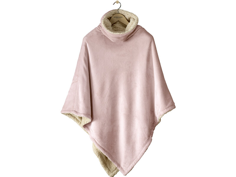 De Witte Lietaer Teddy Fleece Poncho Ganges - Vieux Rose - 86 x 86 cm - Polyester