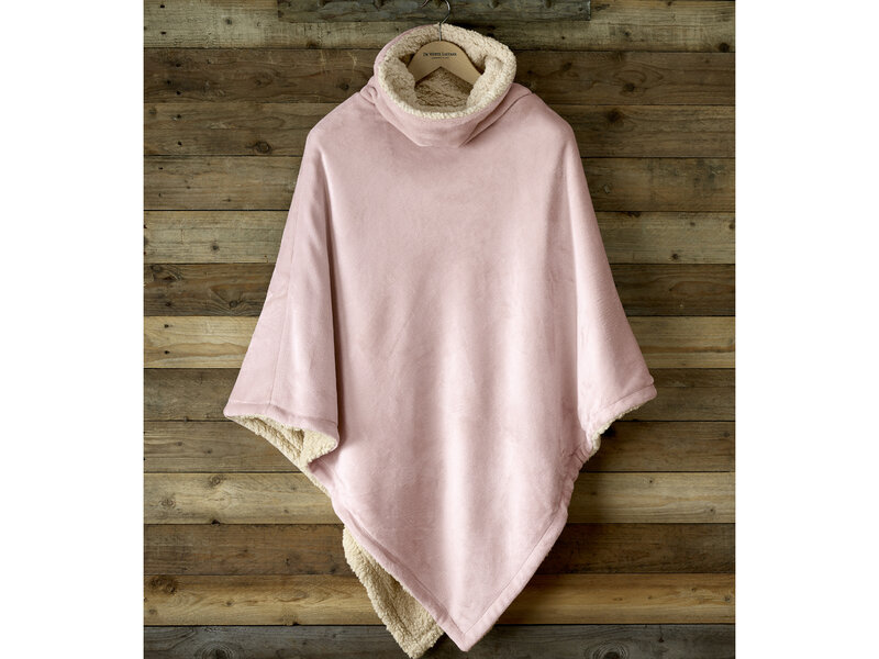 De Witte Lietaer Poncho polaire Teddy Ganges - Vieux Rose - 86 x 86 cm - Polyester