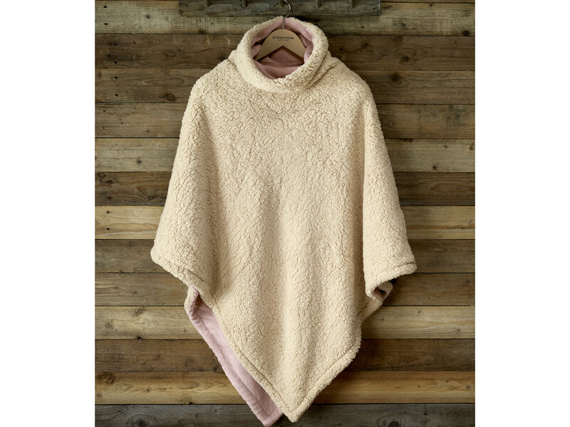 De Witte Lietaer Teddyfleece-Poncho Ganges - Vieux Rose - 86 x 86 cm - Polyester