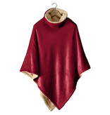 De Witte Lietaer Teddy Fleece Poncho Ganges -  Wine Red -  86 x 86 cm - Polyester