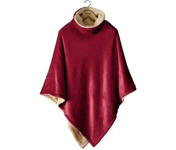 De Witte Lietaer Teddyfleece Poncho Ganges Wine Red  86 x 86 cm Polyester