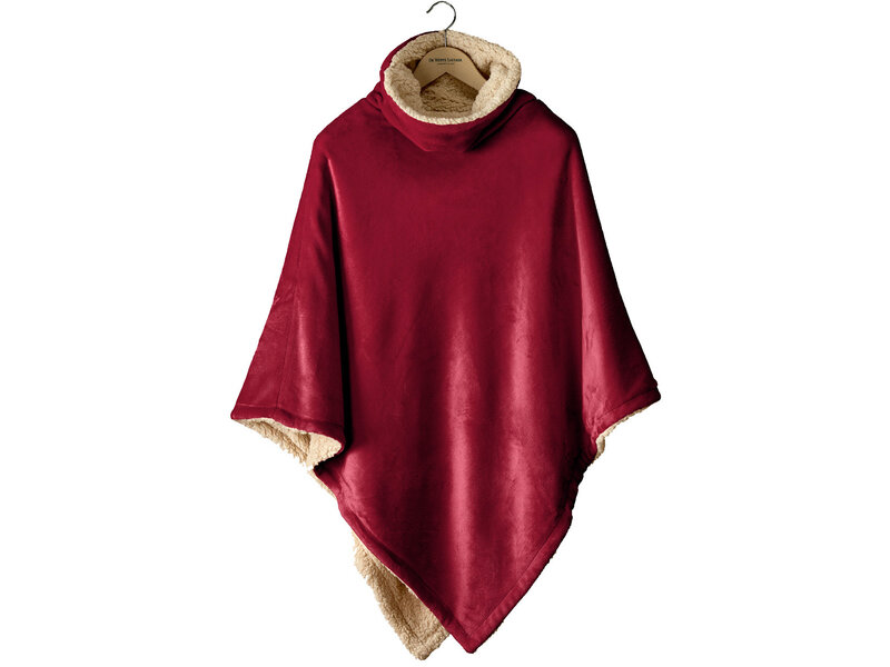 De Witte Lietaer Poncho polaire Teddy Ganges - Wine Red - 86 x 86 cm - Polyester