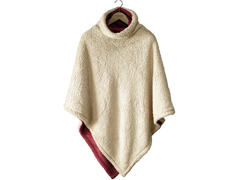 De Witte Lietaer Teddy Fleece Poncho Ganges -  Wine Red -  86 x 86 cm - Polyester