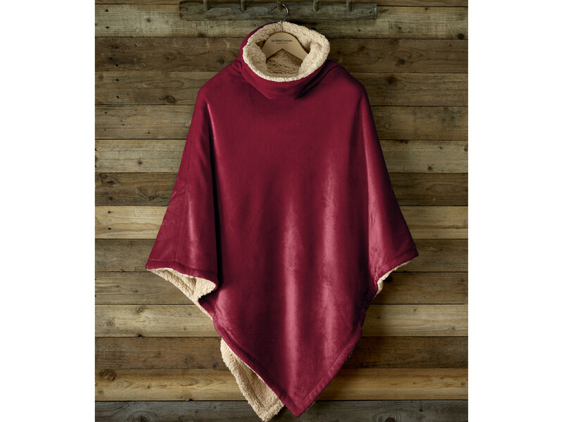 De Witte Lietaer Teddyfleece-Poncho Ganges - Wine Red - 86 x 86 cm - Polyester