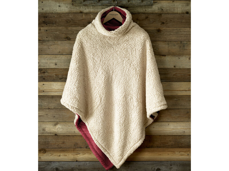 De Witte Lietaer Poncho polaire Teddy Ganges - Wine Red - 86 x 86 cm - Polyester