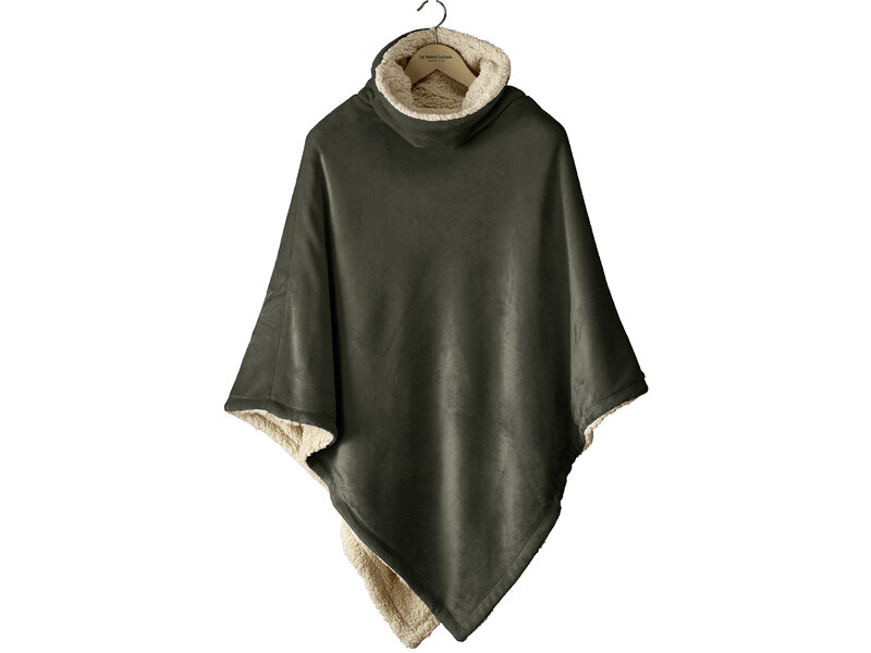 De Witte Lietaer Teddy Fleece Poncho Ganges - Khaki -  86 x 86 cm - Polyester