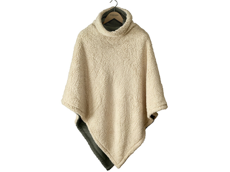 De Witte Lietaer Teddy Fleece Poncho Ganges - Khaki -  86 x 86 cm - Polyester