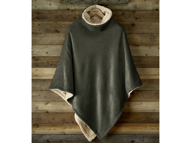 De Witte Lietaer Teddy Fleece Poncho Ganges - Khaki -  86 x 86 cm - Polyester