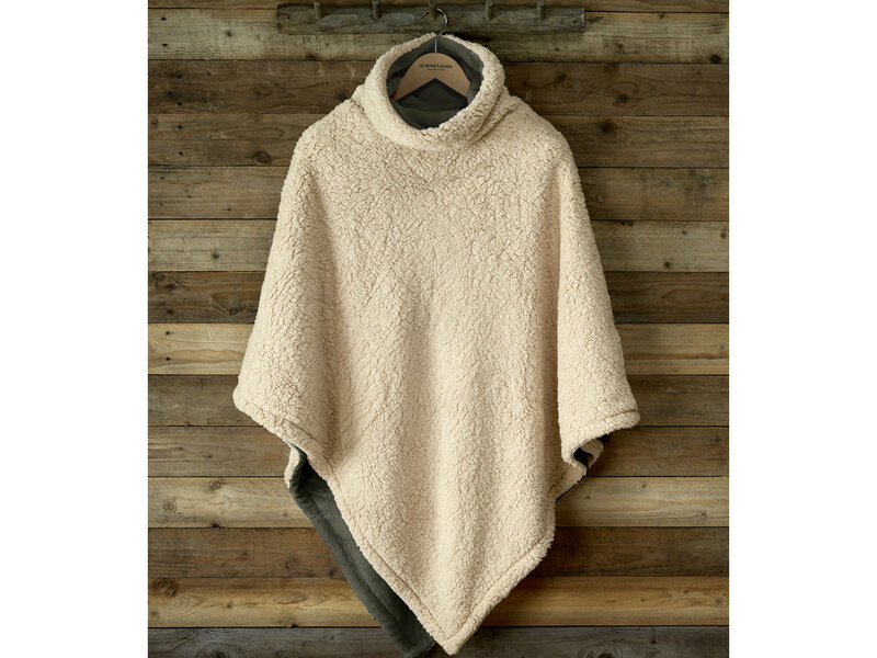 De Witte Lietaer Teddy Fleece Poncho Ganges - Khaki -  86 x 86 cm - Polyester