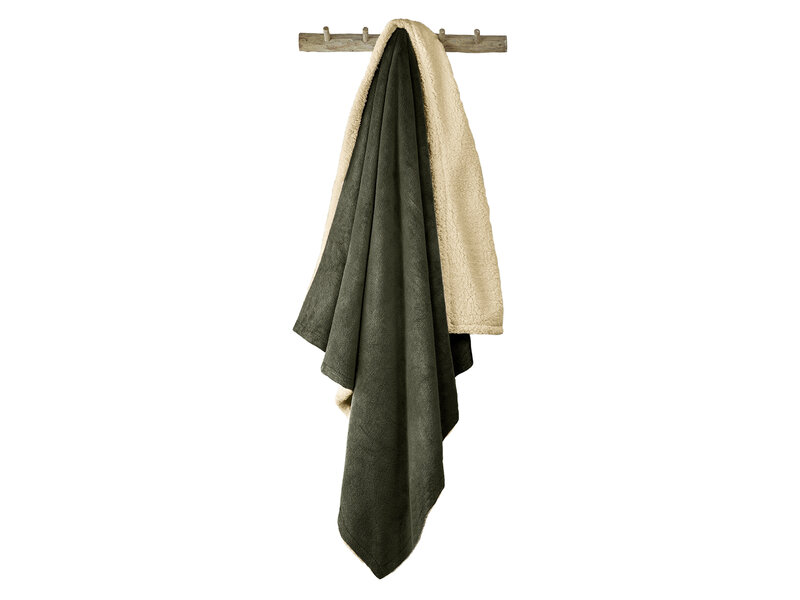 De Witte Lietaer Teddyfleece-Plaid Laya - Khaki - 220 x 240 cm - Polyester