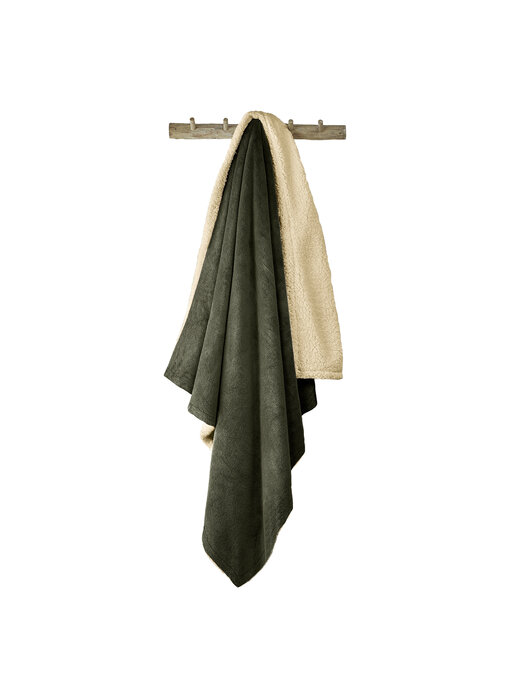 De Witte Lietaer Teddyfleece-Plaid Laya Khaki 150 x 200 cm Polyester