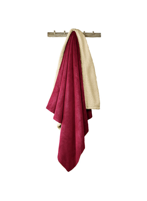 De Witte Lietaer Teddyfleece Plaid Laya Weinrot 220 x 240 cm Polyester