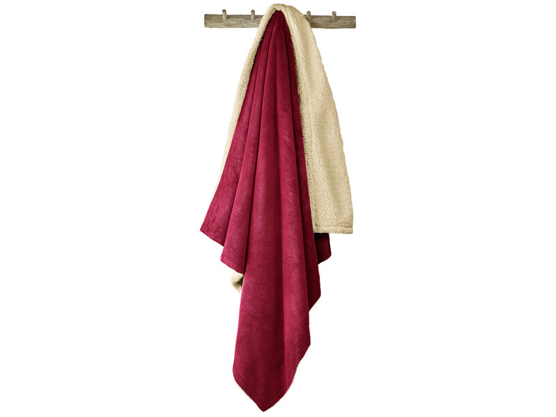 De Witte Lietaer Teddyfleece-Plaid Laya - Weinrot - 150 x 200 cm - Polyester