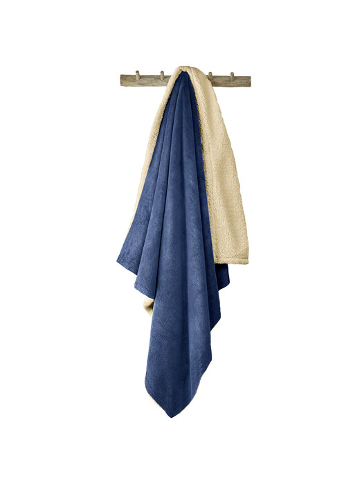 De Witte Lietaer Teddyfleece-Plaid Laya Königsblau 150 x 200 cm Polyester