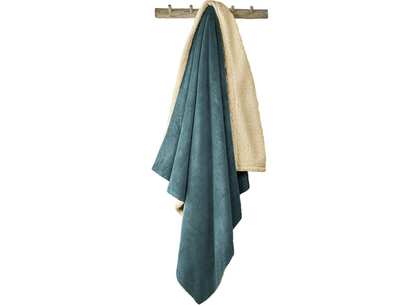 De Witte Lietaer Teddyfleece-Plaid Laya - Petrol - 220 x 240 cm - Polyester