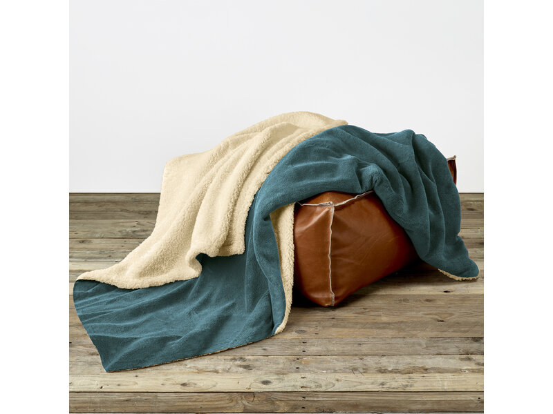 De Witte Lietaer Teddyfleece-Plaid Laya - Königsblau - 150 x 200 cm - Polyester