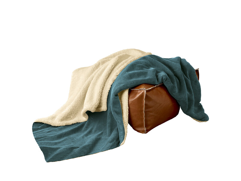 De Witte Lietaer Teddyfleece-Plaid Laya - Königsblau - 220 x 240 cm - Polyester