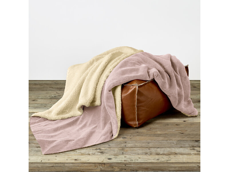 De Witte Lietaer Teddy Fleece Plaid Laya - Vieux Rose - 150 x 200 cm - Polyester
