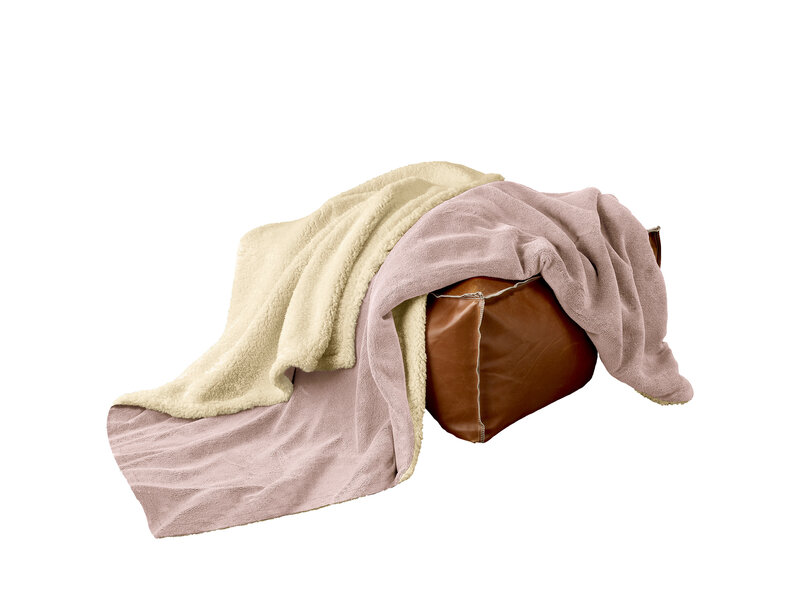 De Witte Lietaer Teddy Fleece Plaid Laya - Vieux Rose - 220 x 240 cm - Polyester