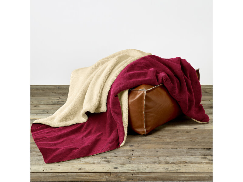 De Witte Lietaer Plaid polaire Teddy Laya - Bordeaux - 220 x 240 cm - Polyester
