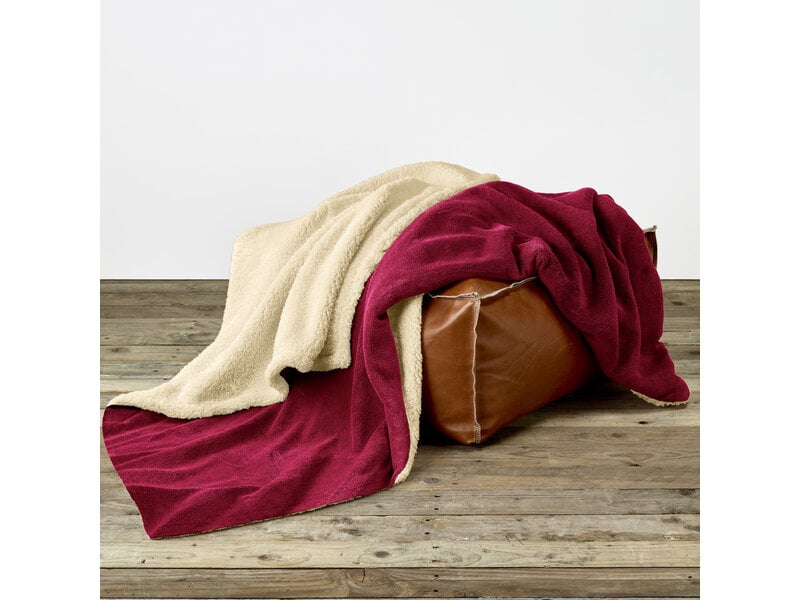 De Witte Lietaer Teddyfleece-Plaid Laya - Weinrot - 220 x 240 cm - Polyester