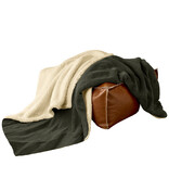 De Witte Lietaer Teddyfleece-Plaid Laya - Khaki - 150 x 200 cm - Polyester