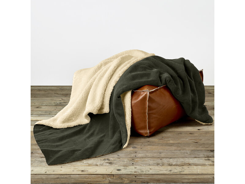 De Witte Lietaer Teddyfleece-Plaid Laya - Khaki - 220 x 240 cm - Polyester