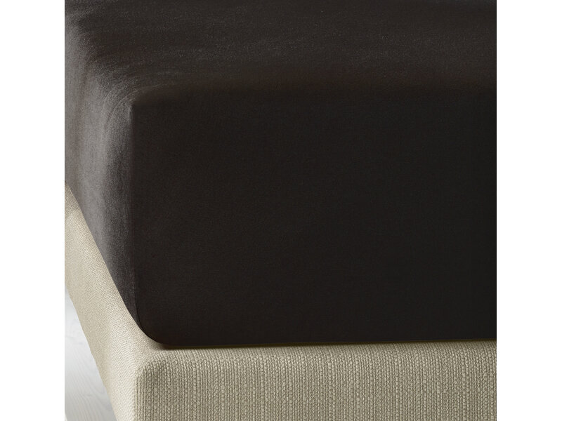 De Witte Lietaer Hoeslaken Elena Black - 90 x 200/220 x h 30 - Katoen Jersey