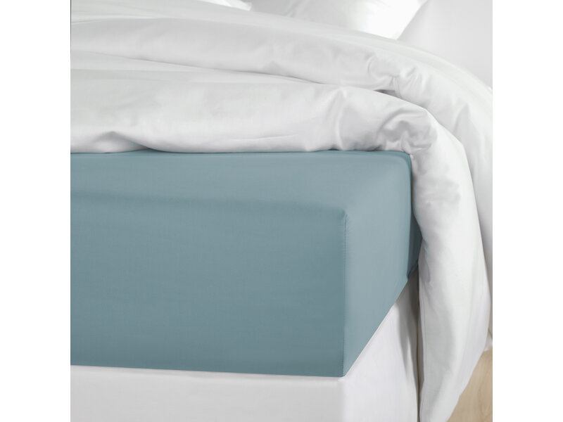 De Witte Lietaer Drap-housse Olivia Arctic - 140 x 200/220 x 30 cm - Bleu - Satin de coton