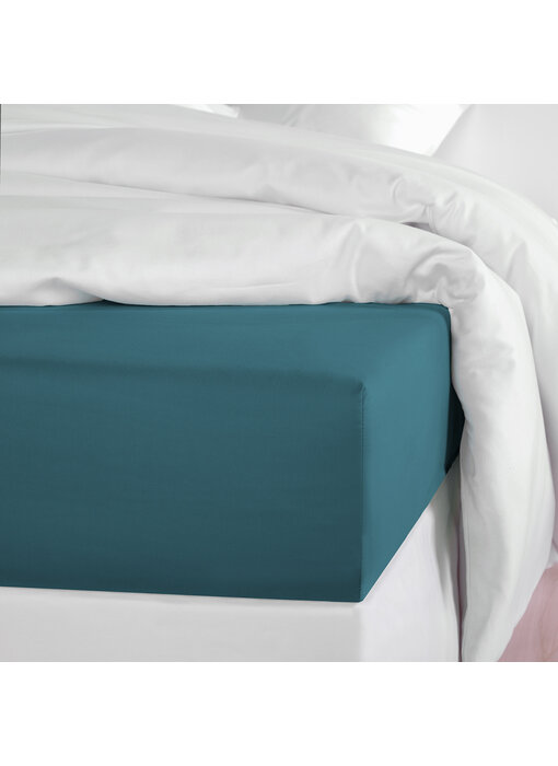 De Witte Lietaer Hoeslaken Olivia Lake Green 180 x 200/220 Katoen Satijn