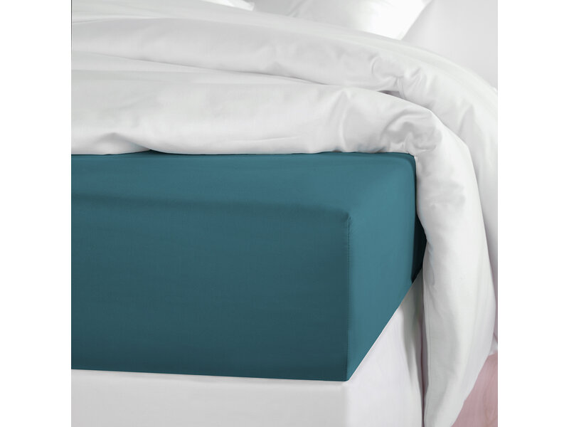 De Witte Lietaer Hoeslaken Olivia Lake Green - 140 x 200/220 x h 30 - Groen - Katoen Satijn