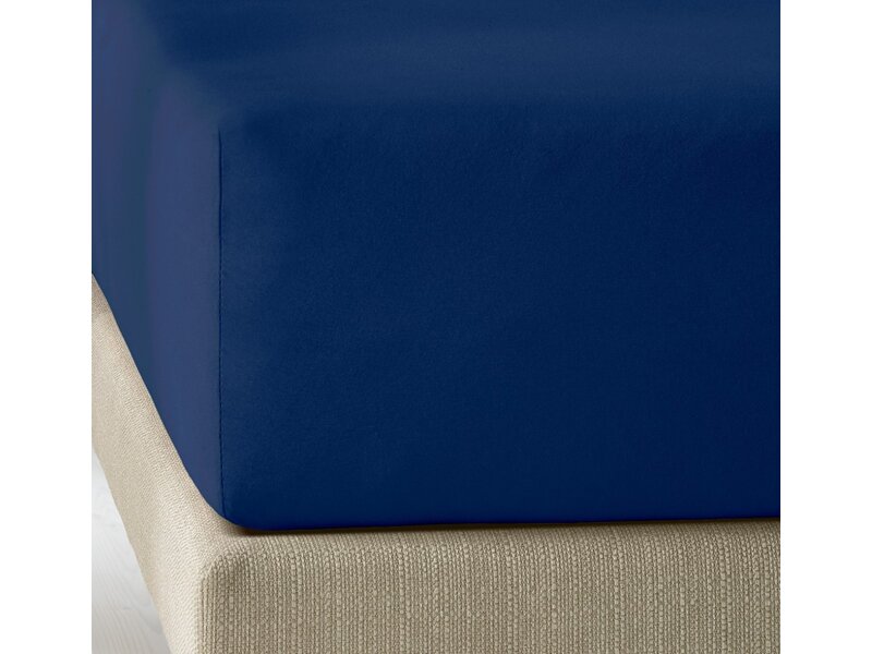 De Witte Lietaer Fitted sheet Elena Navy Blue - 90 x 200/220 xh 30 - Cotton Jersey
